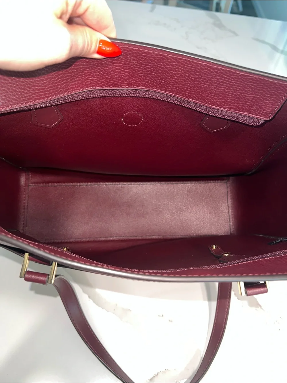 Michael Kors Maroon Structured Tote with Matching Pouches - Picture 5 of 12